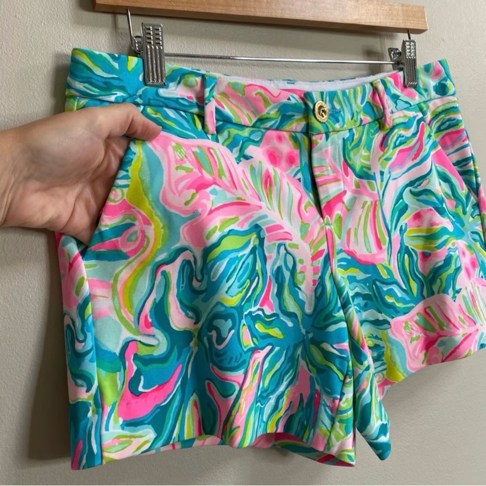 Lilly Pulitzer The Callahan Knit Shorts One In A Mellon Pink Green Size 2